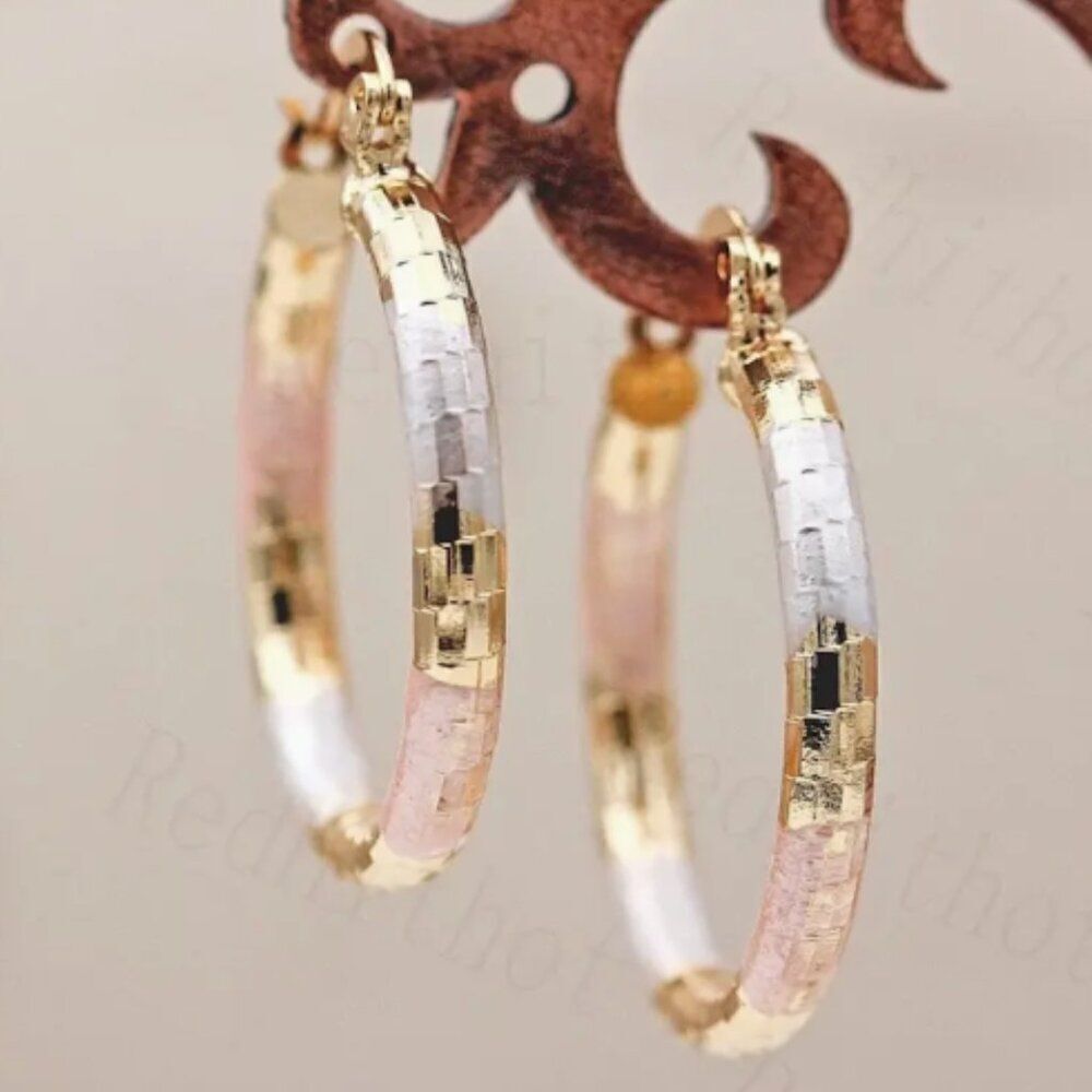 🔅🆕🔅Vintage Bohemian Golden 14K Gold Plated Hoop Earrings✨